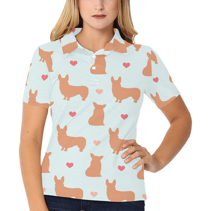 Pembroke Welsh Corgis Pattern Print Design A01 Women's Polo Shirt