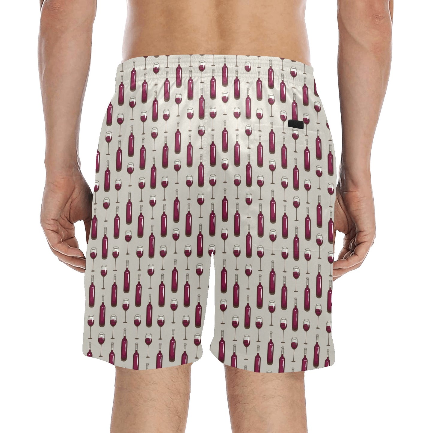 Wine Bottle Pattern Print Men's Swim Trunks Beach Shorts