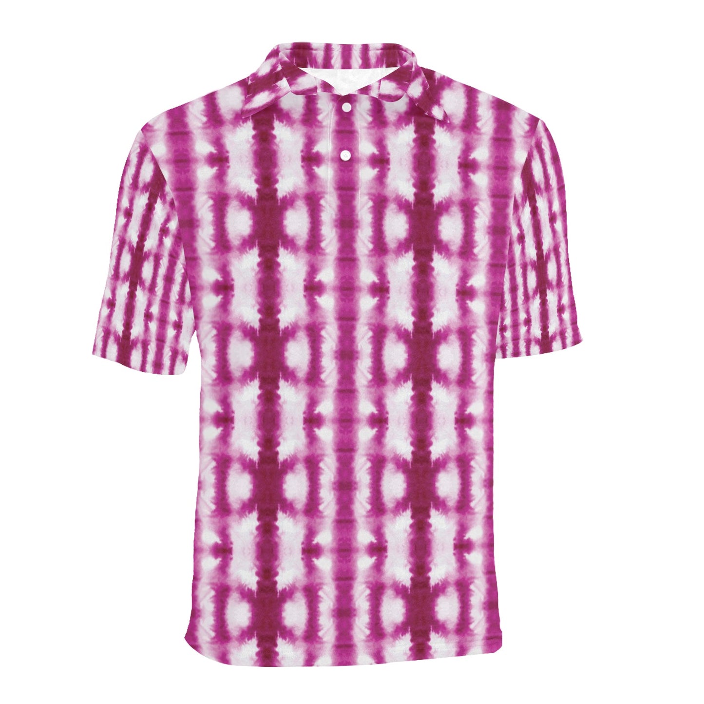Tie Dye Dark Pink Print Design LKS303 Men Polo Shirt