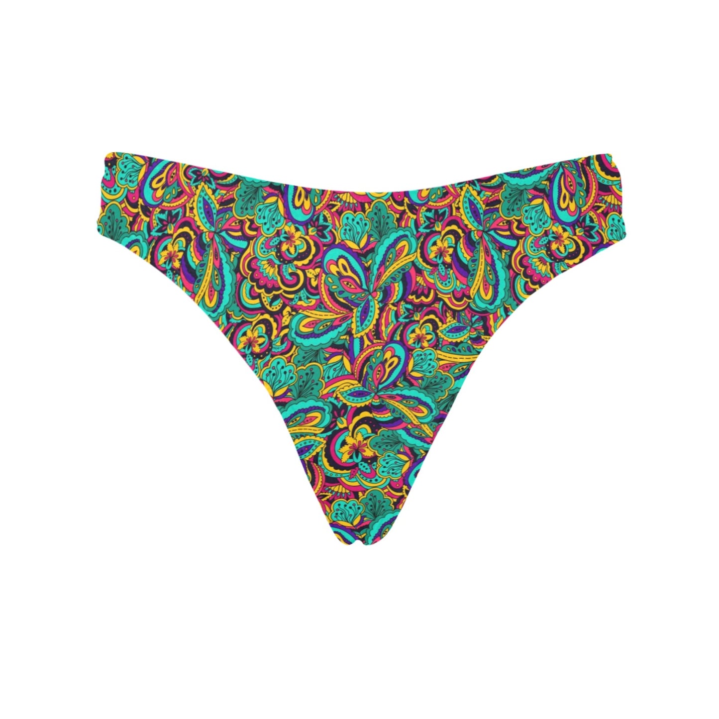 Psychedelic Trippy Floral Design Women's Thongs