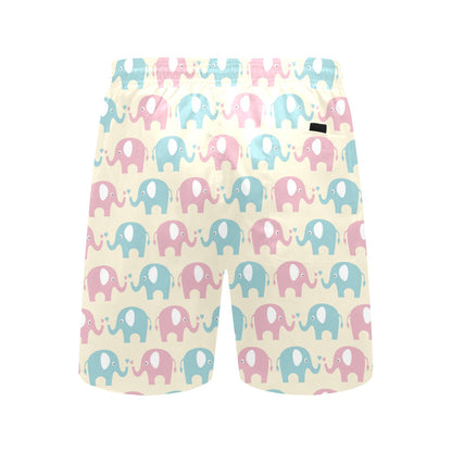 Elephant Baby Pastel Print Pattern Men's Swim Trunks Beach Shorts