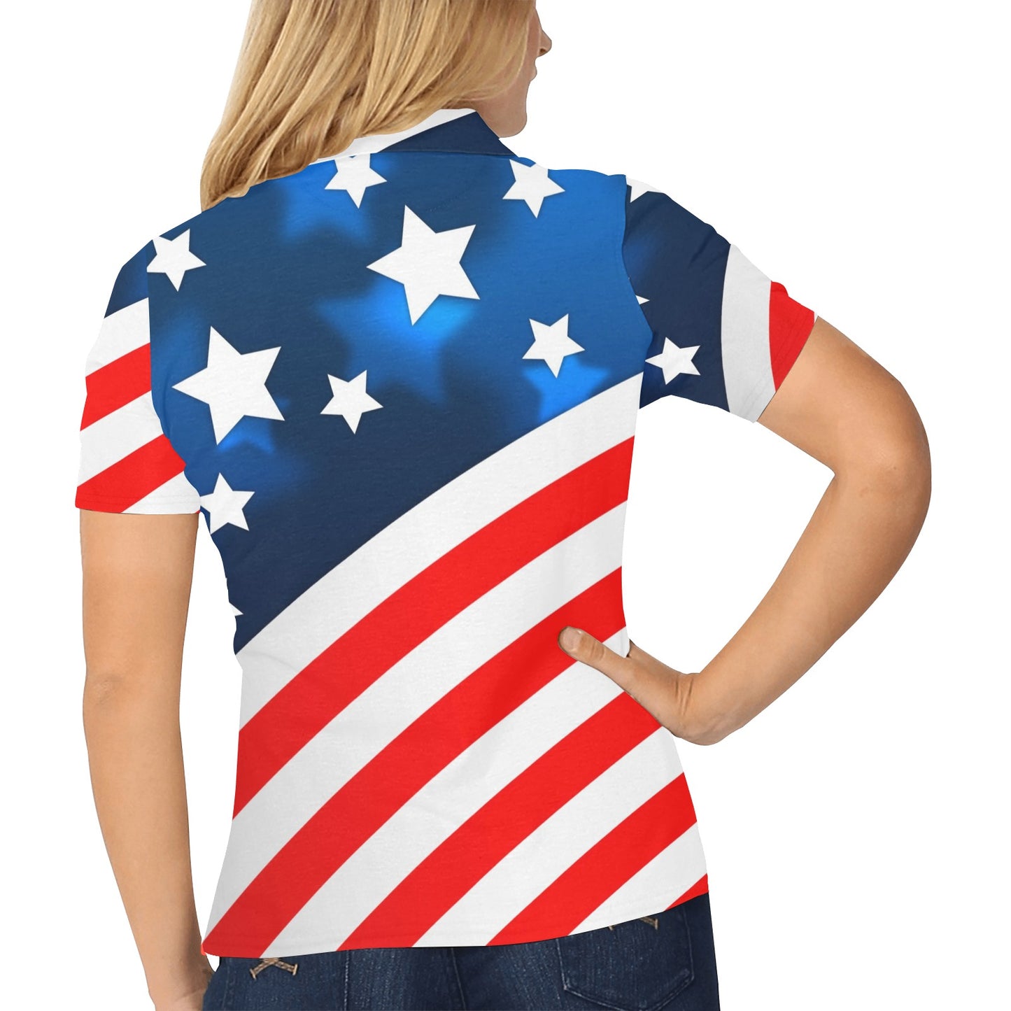 American flag Style Women's Polo Shirt