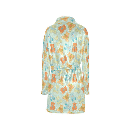 Bear Pattern Print Design 02 Women's Fleece Robe
