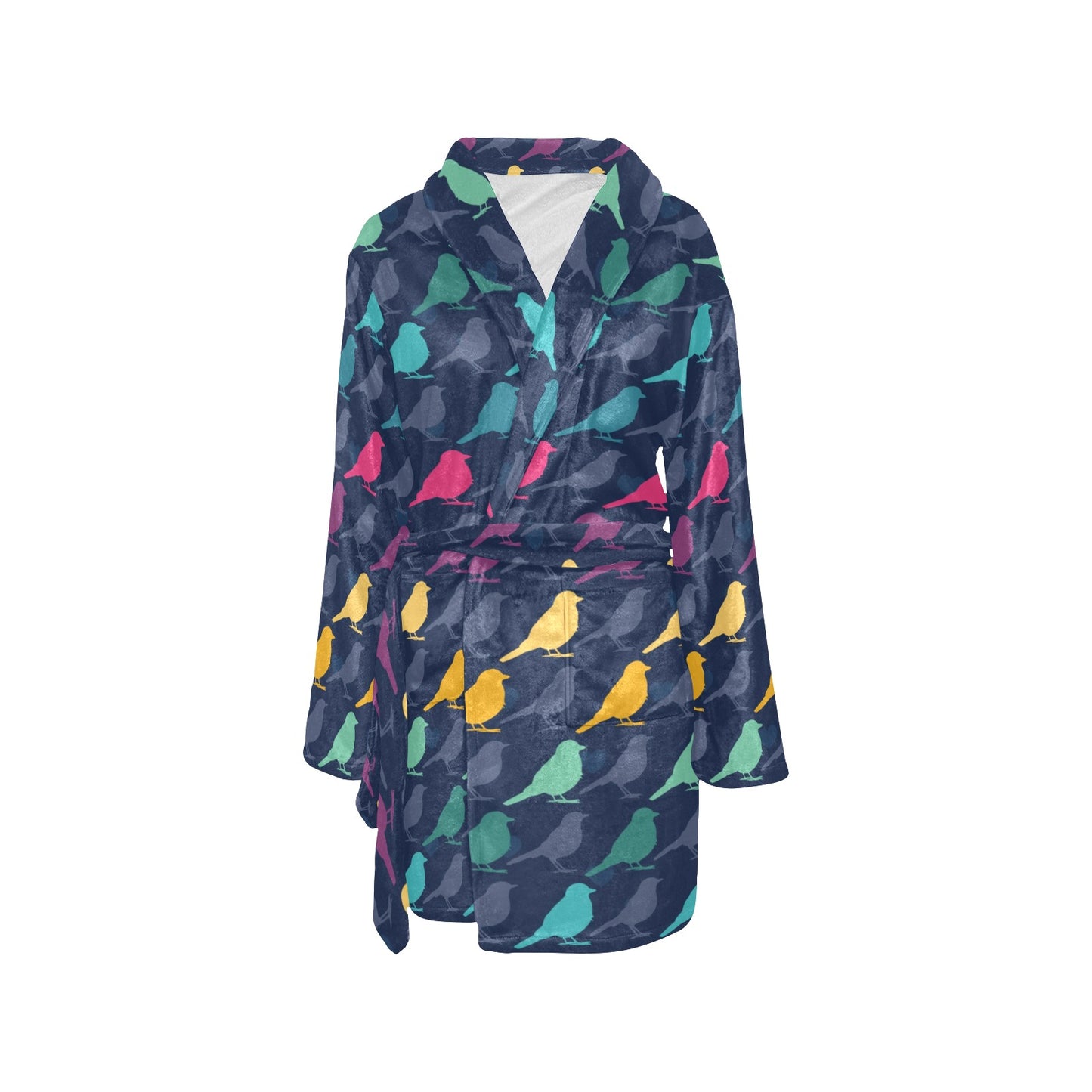 Birds Pattern Print Design 01 Women's Fleece Robe