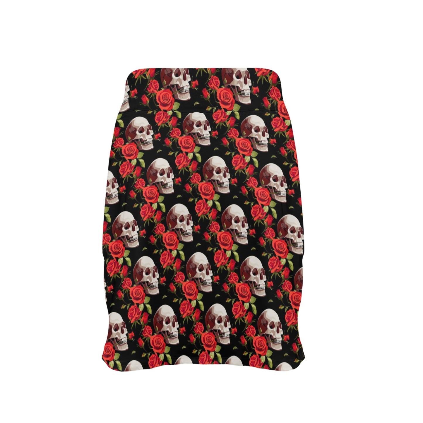 Red Rose Skull Design Print 17" Golf & Pickleball Skort with Pockets