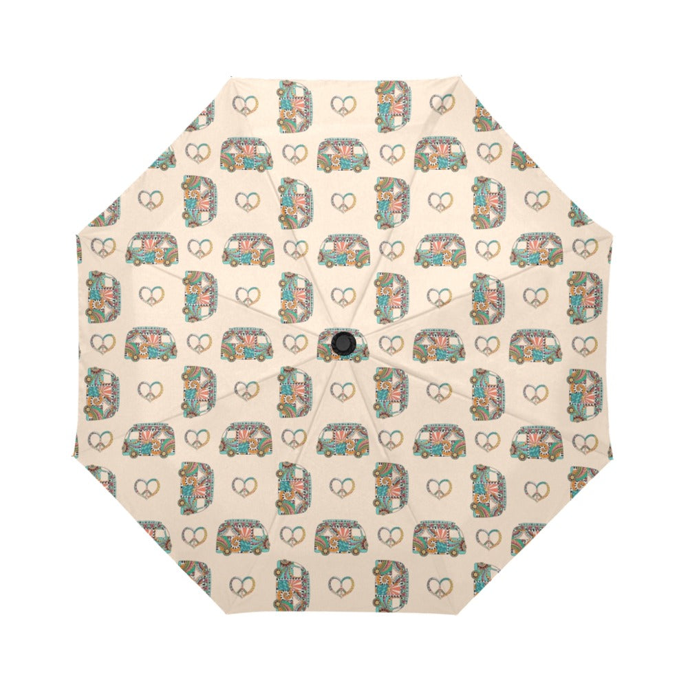 Hippie Van Peace Print Design LKS303 Anti-UV Automatic Umbrella