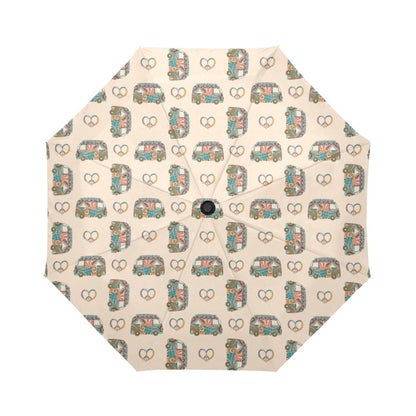 Hippie Van Peace Print Design LKS303 Anti-UV Automatic Umbrella