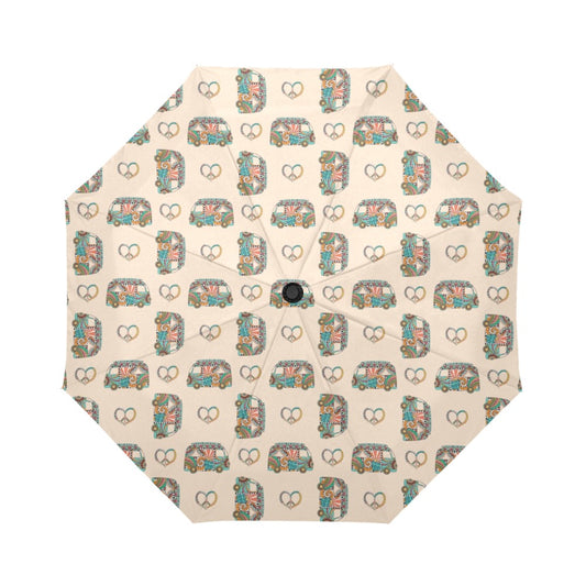 Hippie Van Peace Print Design LKS303 Anti-UV Automatic Umbrella