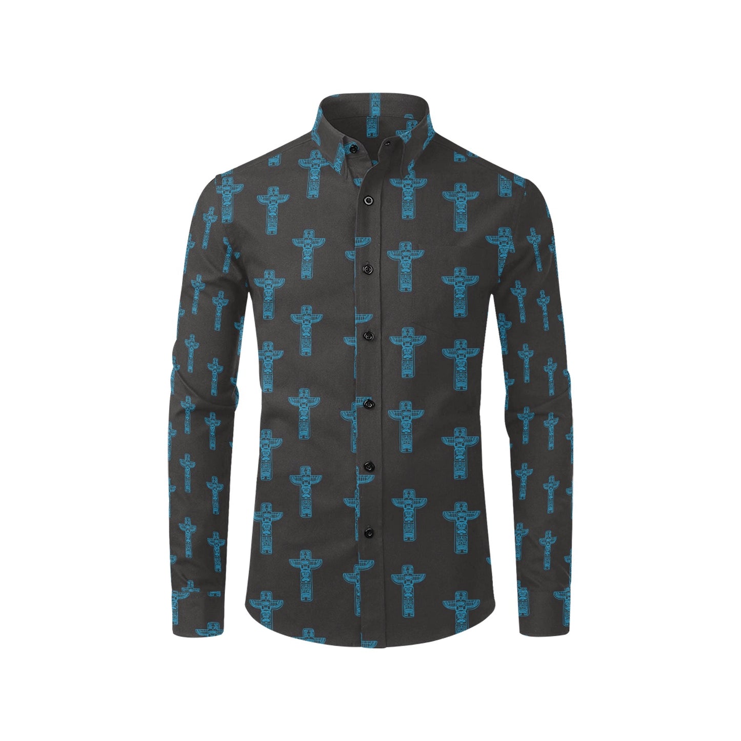 Totem Print Design LKS304 Men's Long Sleeve Dress Shirt
