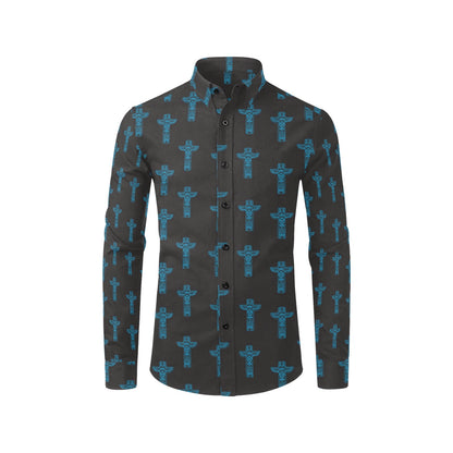 Totem Print Design LKS304 Men's Long Sleeve Dress Shirt