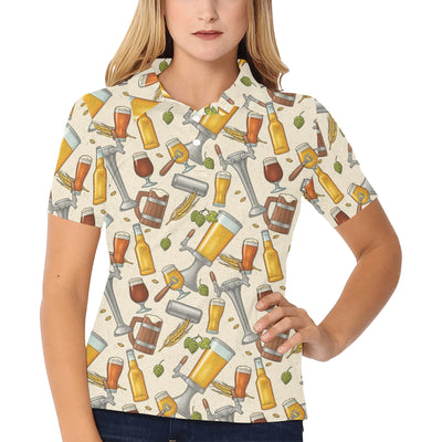 Beer Pattern Print Design 05 Women's Polo Shirt