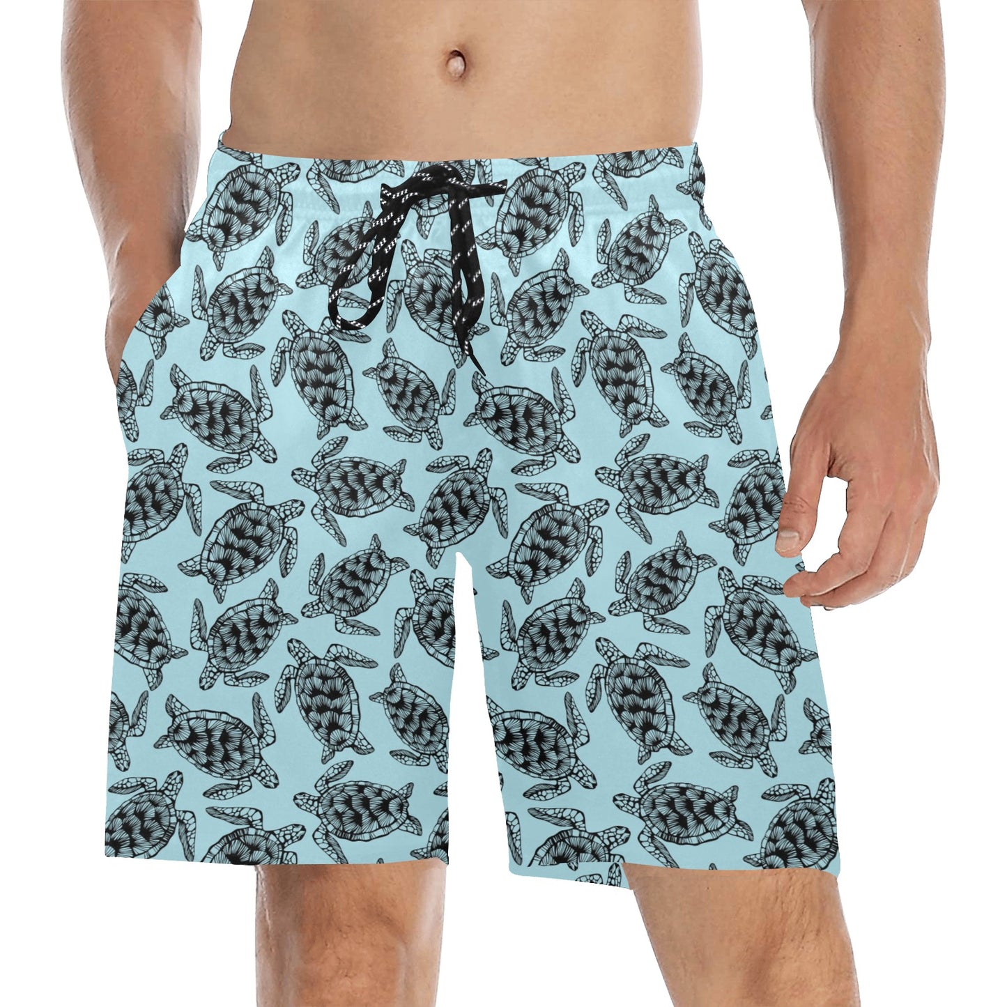 Sea Turtle Print Design LKS3010 Men's Swim Trunks Beach Shorts
