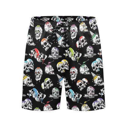 Skull Print Design LKS3013 Men's Swim Trunks Beach Shorts