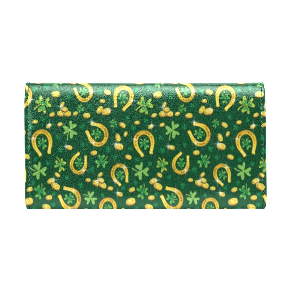 Shamrock Horse Shoes Saint Patrick's Day Print Design LKS307 Women's Trifold Wallet