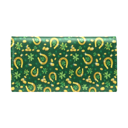 Shamrock Horse Shoes Saint Patrick's Day Print Design LKS307 Women's Trifold Wallet
