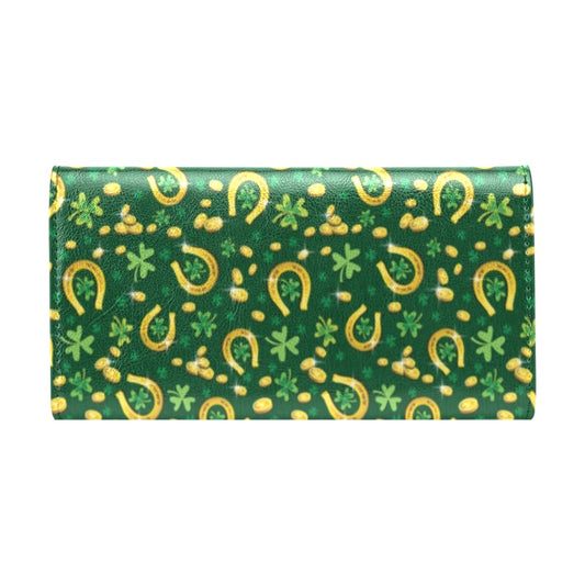 Shamrock Horse Shoes Saint Patrick's Day Print Design LKS307 Women's Trifold Wallet