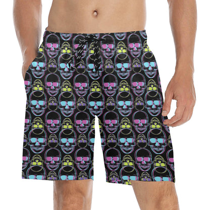 Skull 3D Colorful Print Design LKS309 Men's Swim Trunks Beach Shorts