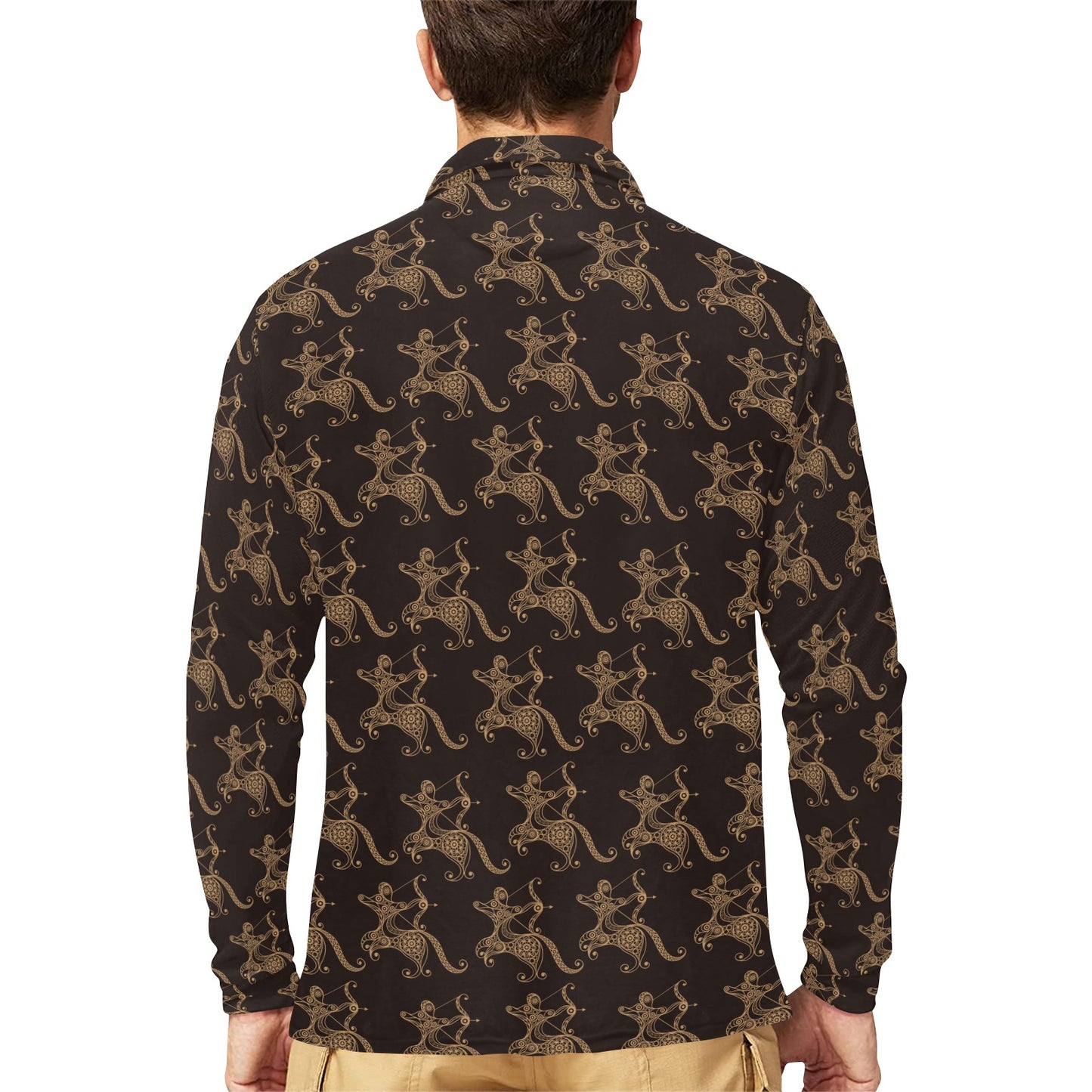 Sagittarius Print Design LKS301 Long Sleeve Polo Shirt For Men's