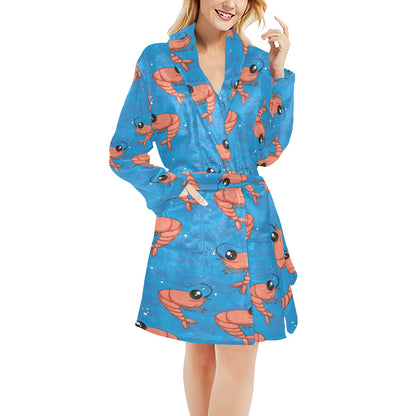 Prawn Cute Pattern Print Design 03 Women's Fleece Robe