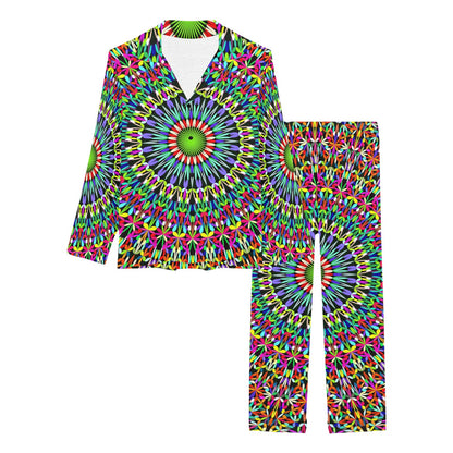 Bohemian Colorful Style Print Women's Long Pajama Set
