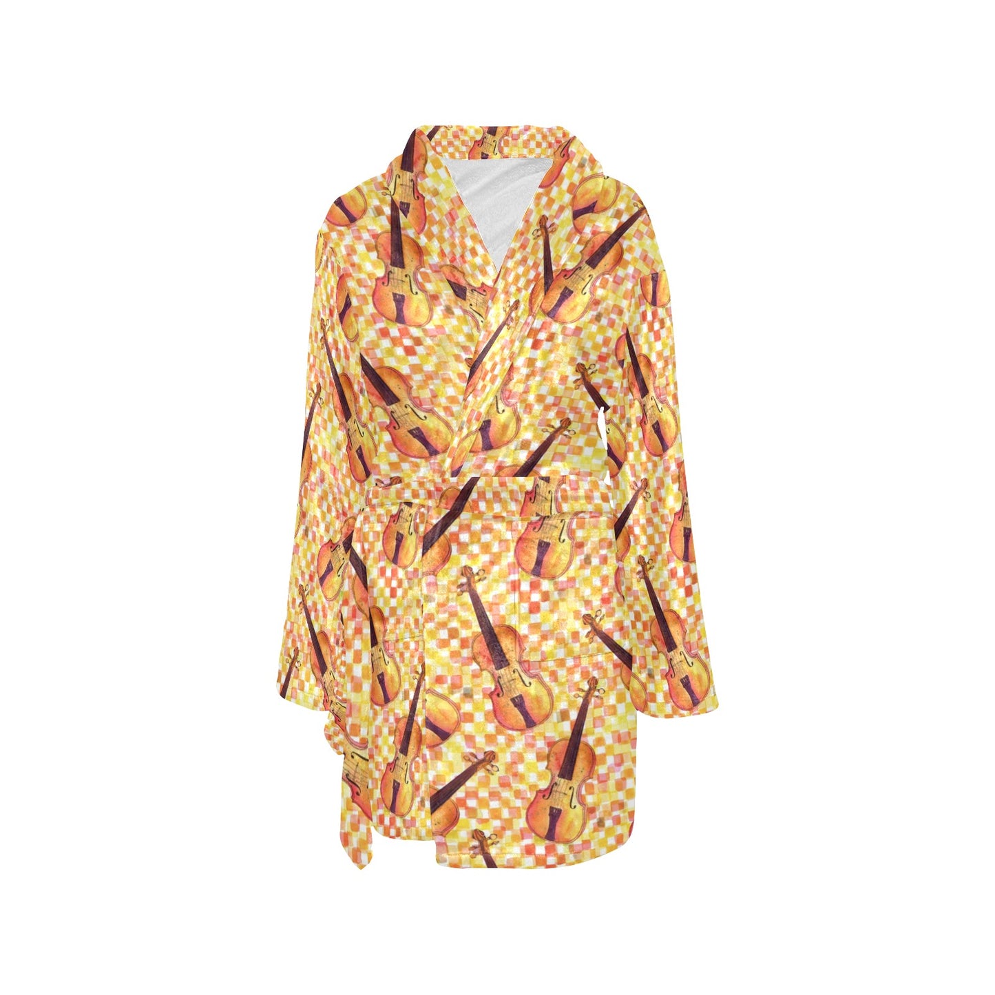Violin Pattern Print Design 03 Women's Fleece Robe