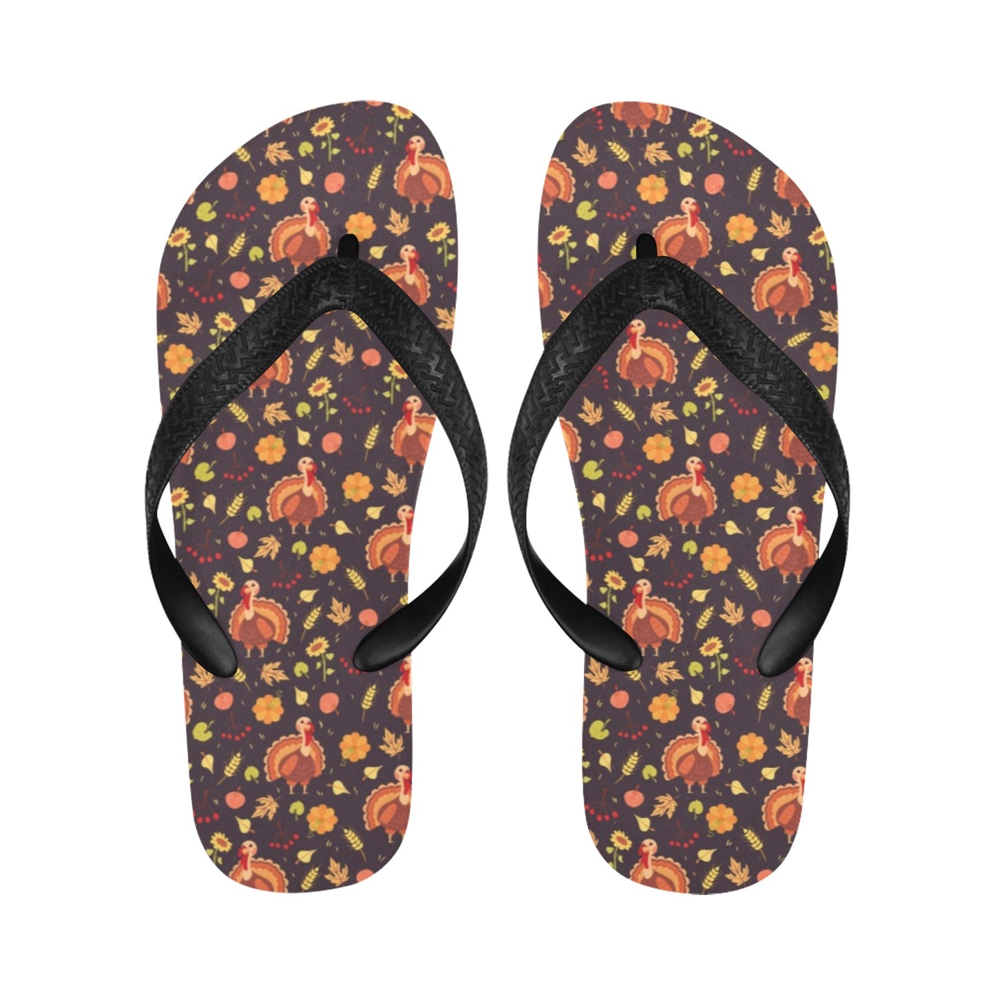 Thanksgiving Print Design LKS305 Flip Flops
