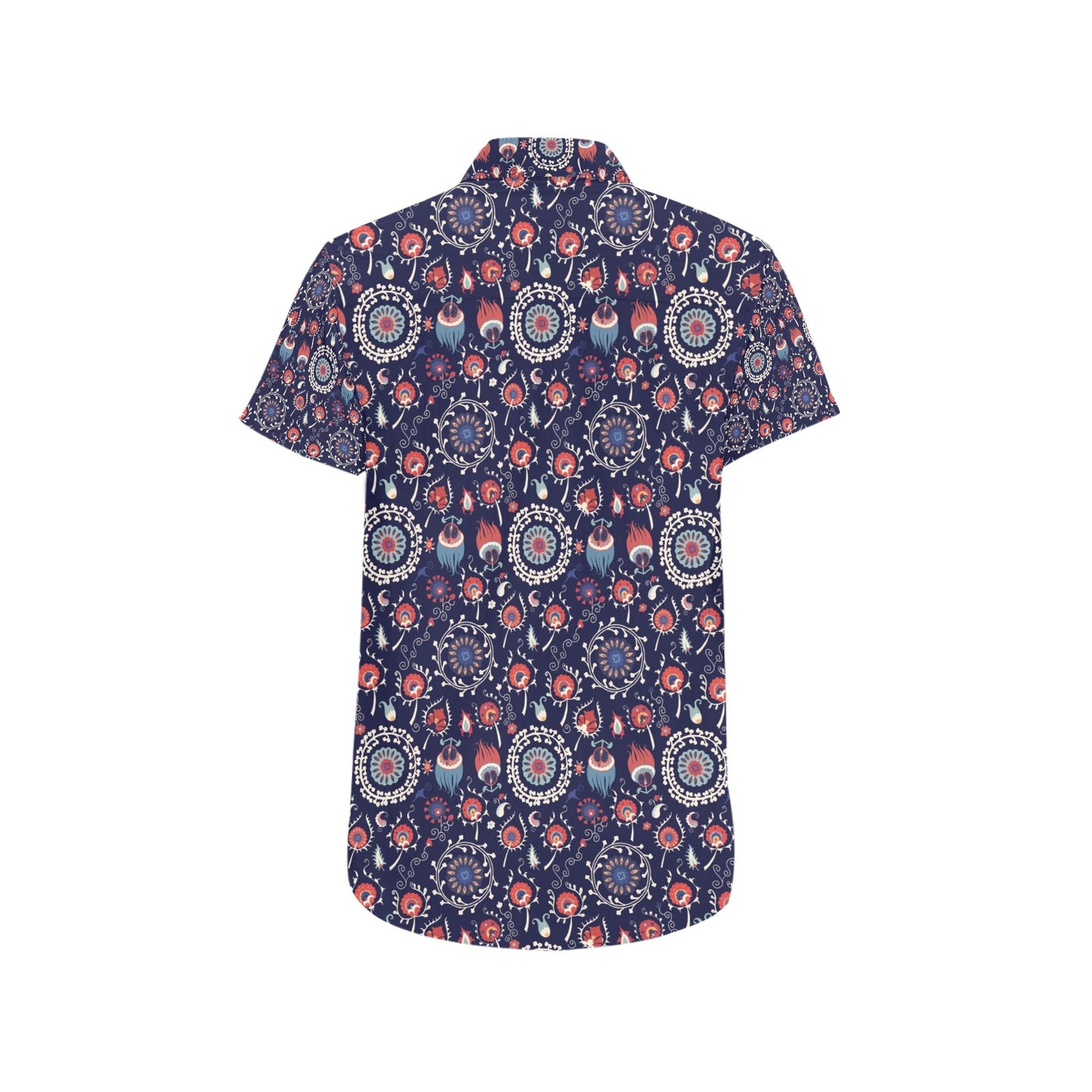 Suzani Print Design LKS305 Men Short Sleeve Button Up Shirt
