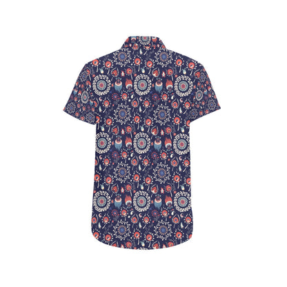 Suzani Print Design LKS305 Men Short Sleeve Button Up Shirt