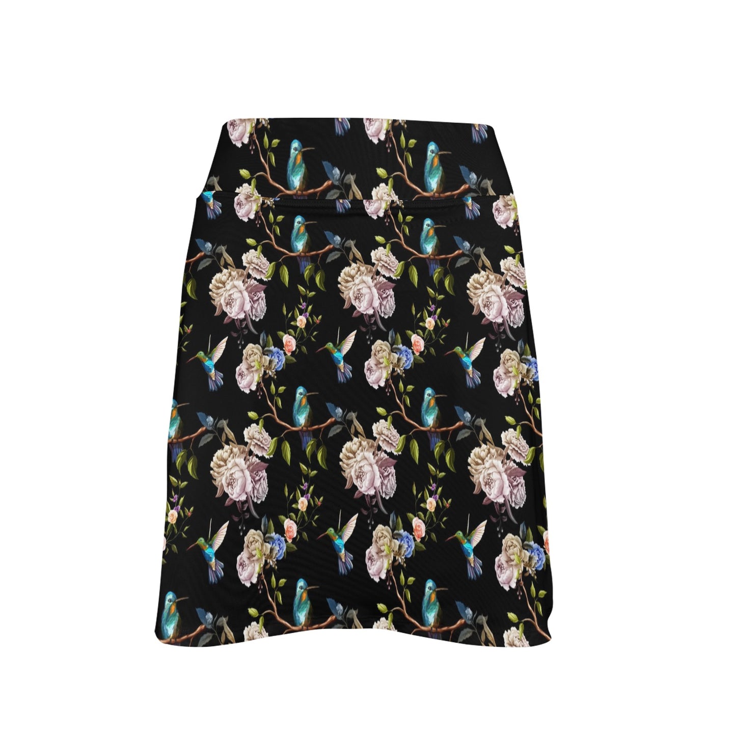 Hummingbird Flower Themed Print 17" Golf & Pickleball Skort with Pockets