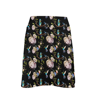 Hummingbird Flower Themed Print 17" Golf & Pickleball Skort with Pockets