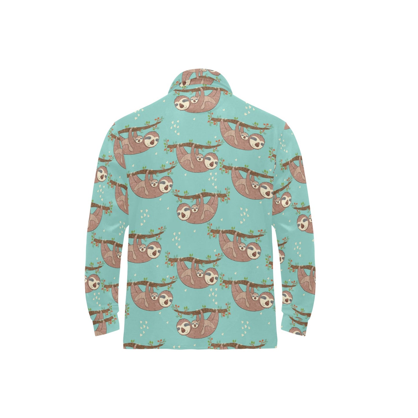 Sloth Print Design LKS302 Long Sleeve Polo Shirt For Men's