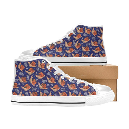Snail Print Design LKS401 Men's High Top Canvas Shoes