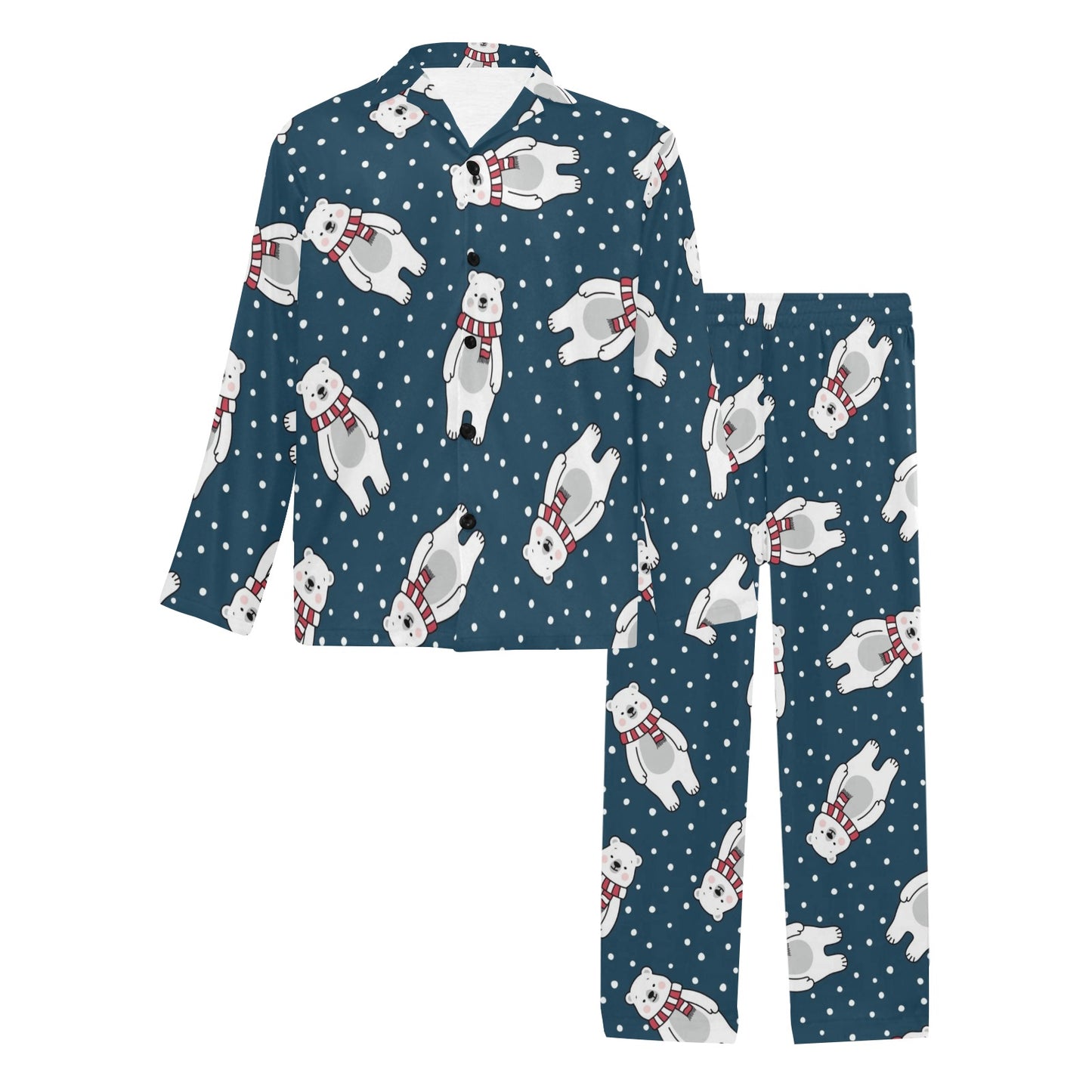 Polar Bear Pattern Print Design PB05 Men's Long Pajama Set