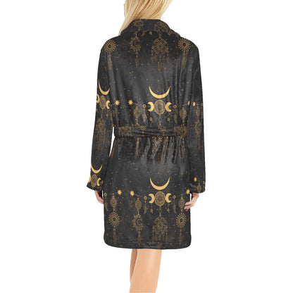 Sun Moon Boho Style Women's Fleece Robe