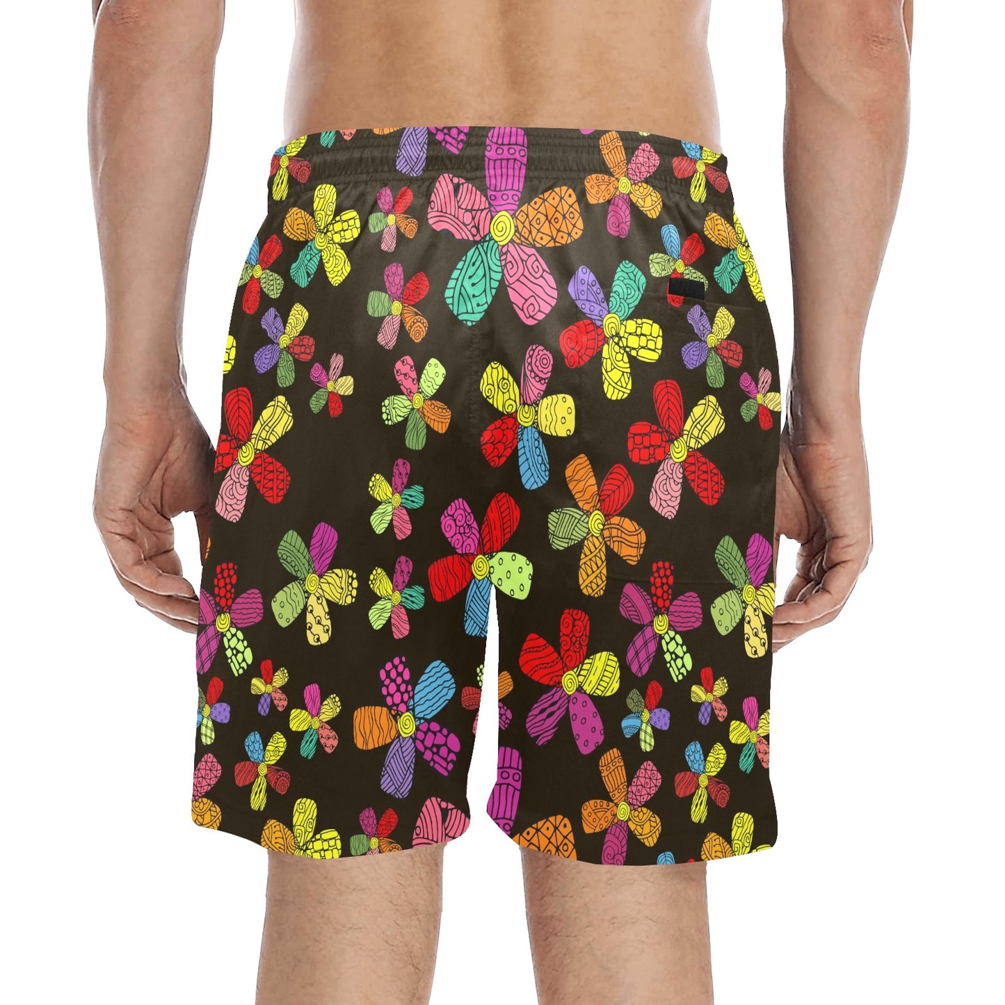 Flower Power Colorful Print Pattern Men's Swim Trunks Beach Shorts