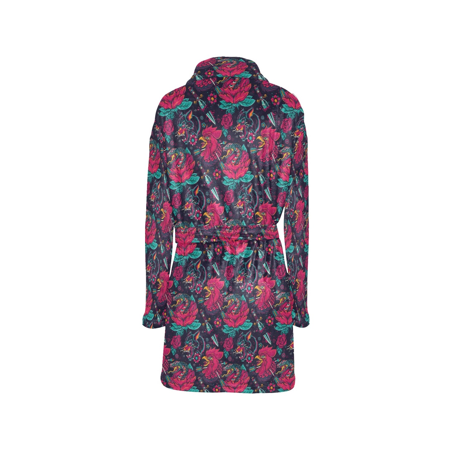 Old School Tattoo Print Women's Fleece Robe