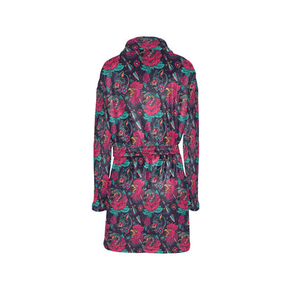 Old School Tattoo Print Women's Fleece Robe