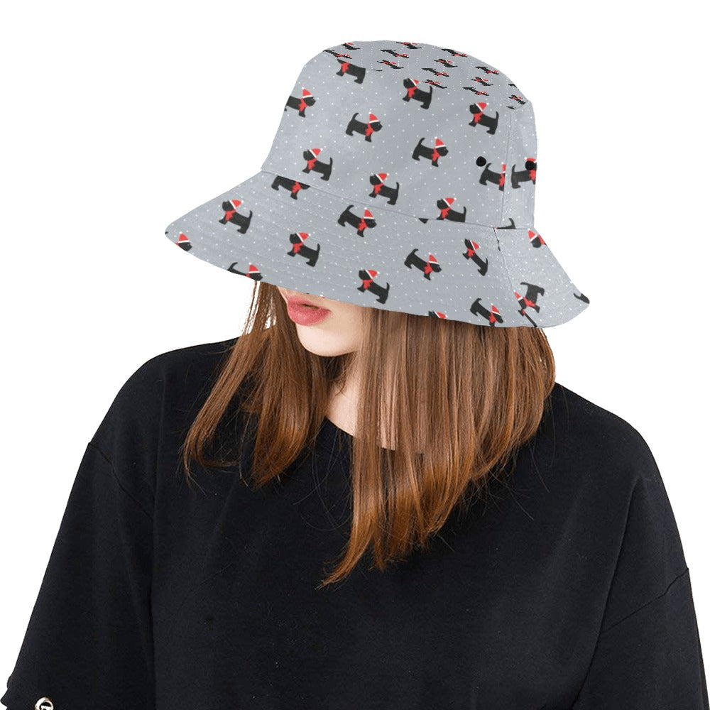 Scottish Christmas Themed Terriers Print Design LKS3018 Unisex Bucket Hat