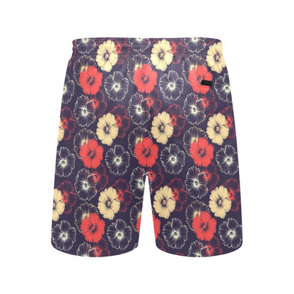 Tropical Flower Print Design LKS302 Men's Swim Trunks Beach Shorts