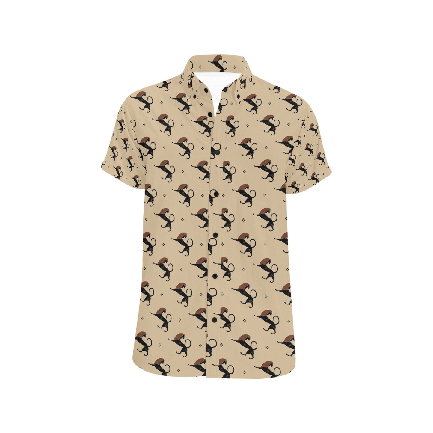 Ancient Greek Print Design LKS3011 Men Short Sleeve Button Up Shirt