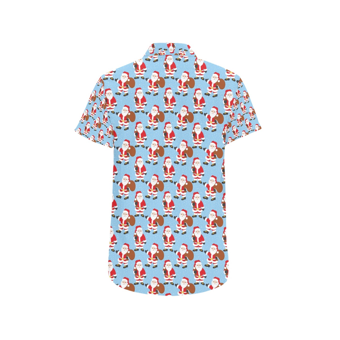 Santa Christmas Themed Print Design LKS305 Men Short Sleeve Button Up Shirt