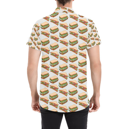 Sandwich Print Design LKS302 Men Short Sleeve Button Up Shirt