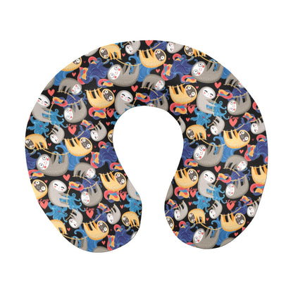 Sloth Cartoon Design Themed Print U-Shaped Travel Neck Pillow