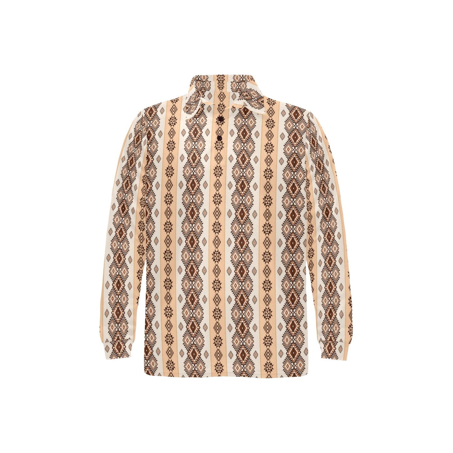 Native Classic Pattern Print Long Sleeve Polo Shirt For Men's