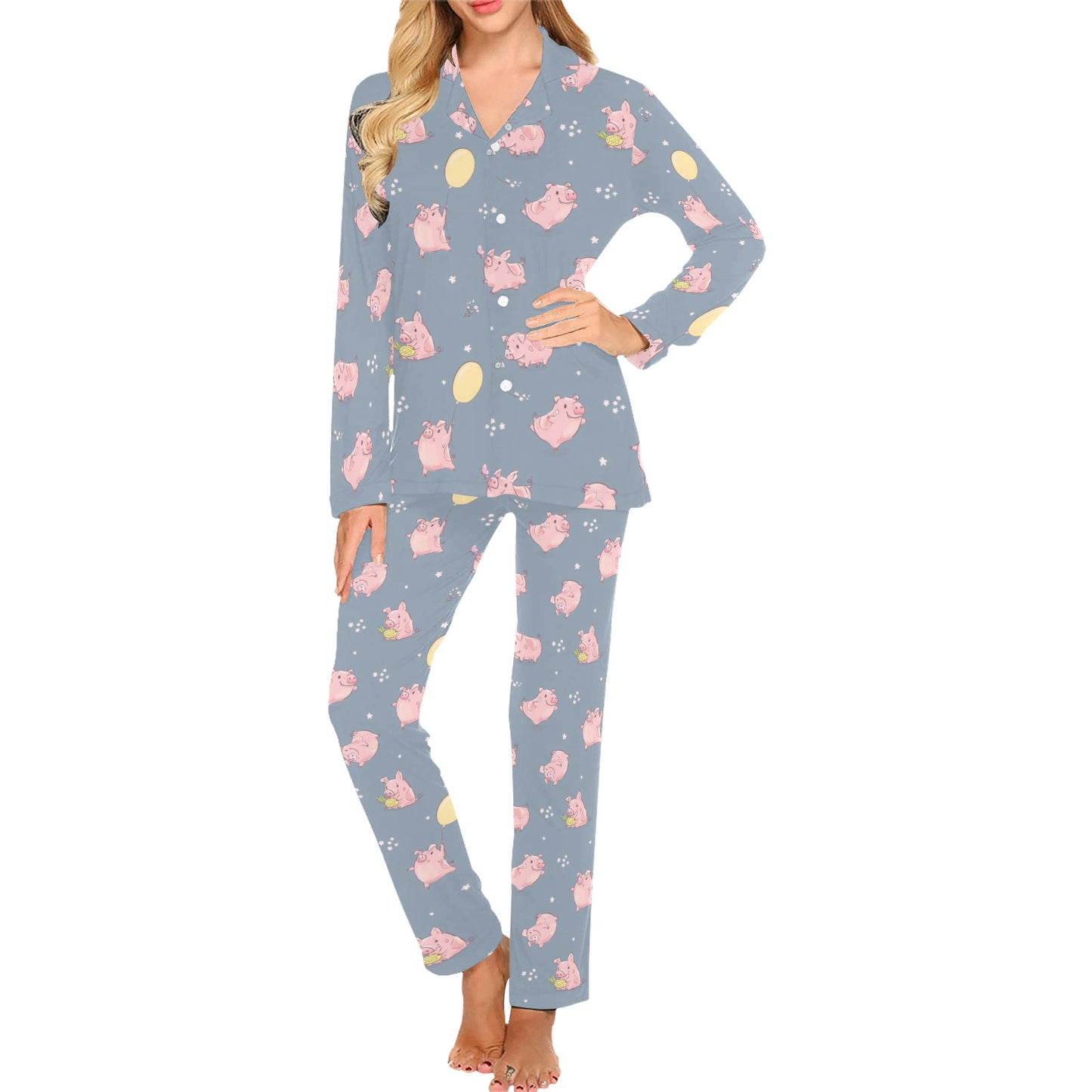 Pig Print Design LKS405 Women's Long Pajama Set