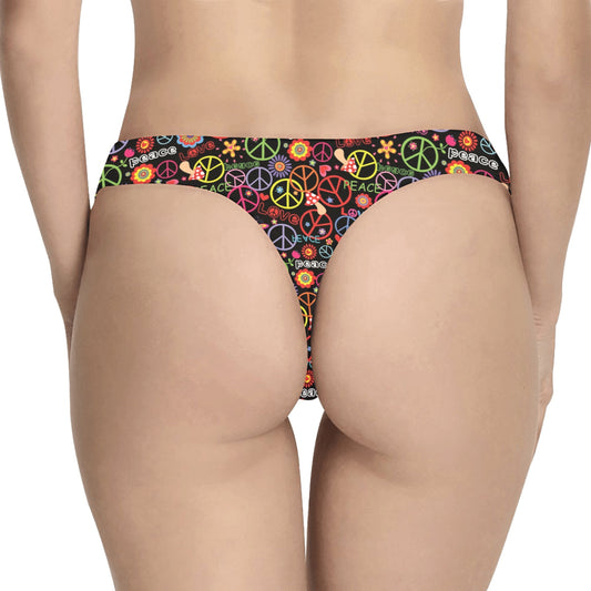 Peace Sign Colorful Design Print Women's Thongs