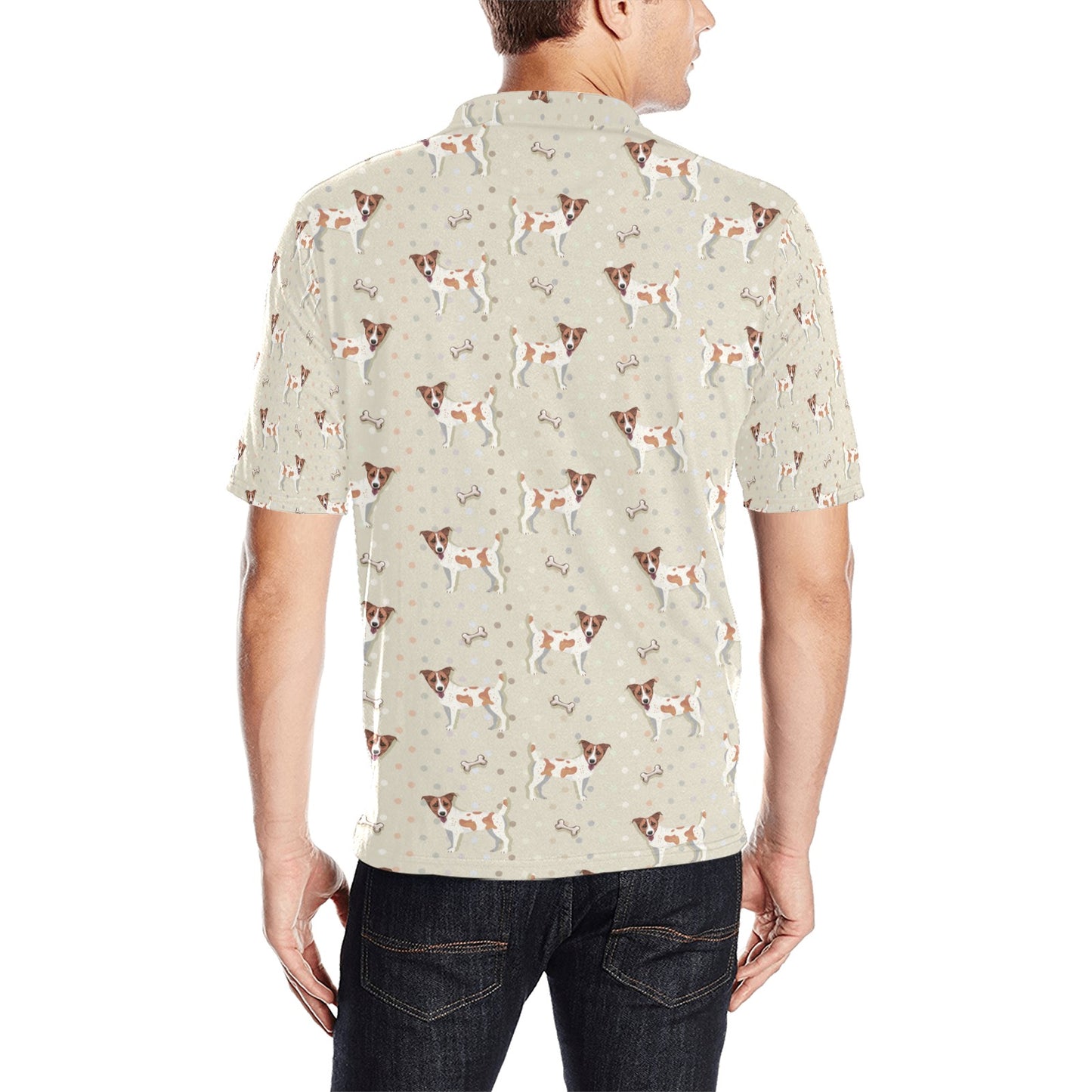 Russell Terriers With Bone Print Design LKS302 Men Polo Shirt