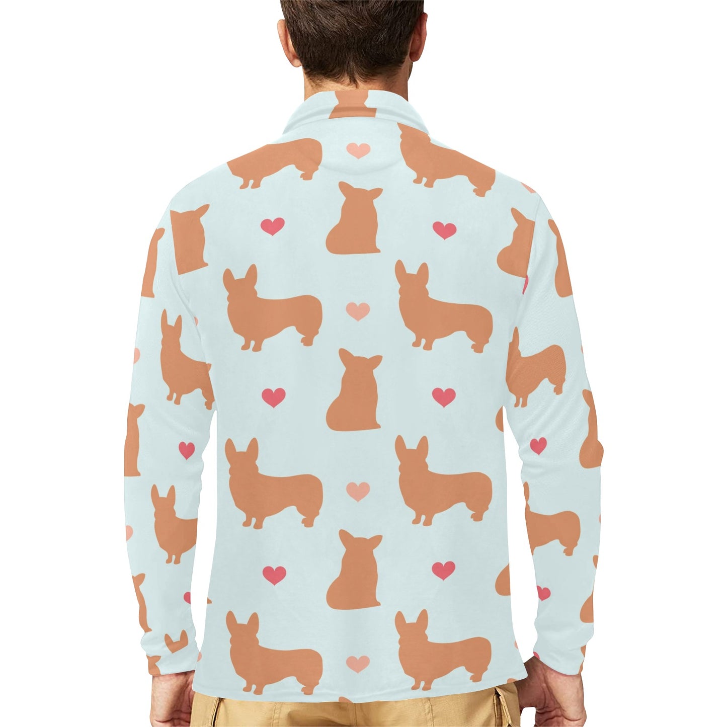 Pembroke Welsh Corgis Pattern Print Design A01 Long Sleeve Polo Shirt For Men's