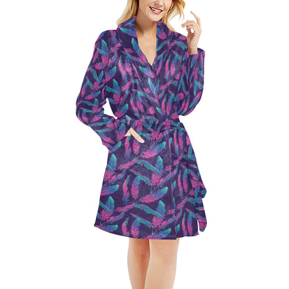 Banana Leaf Pattern Print Design 08 Women's Fleece Robe