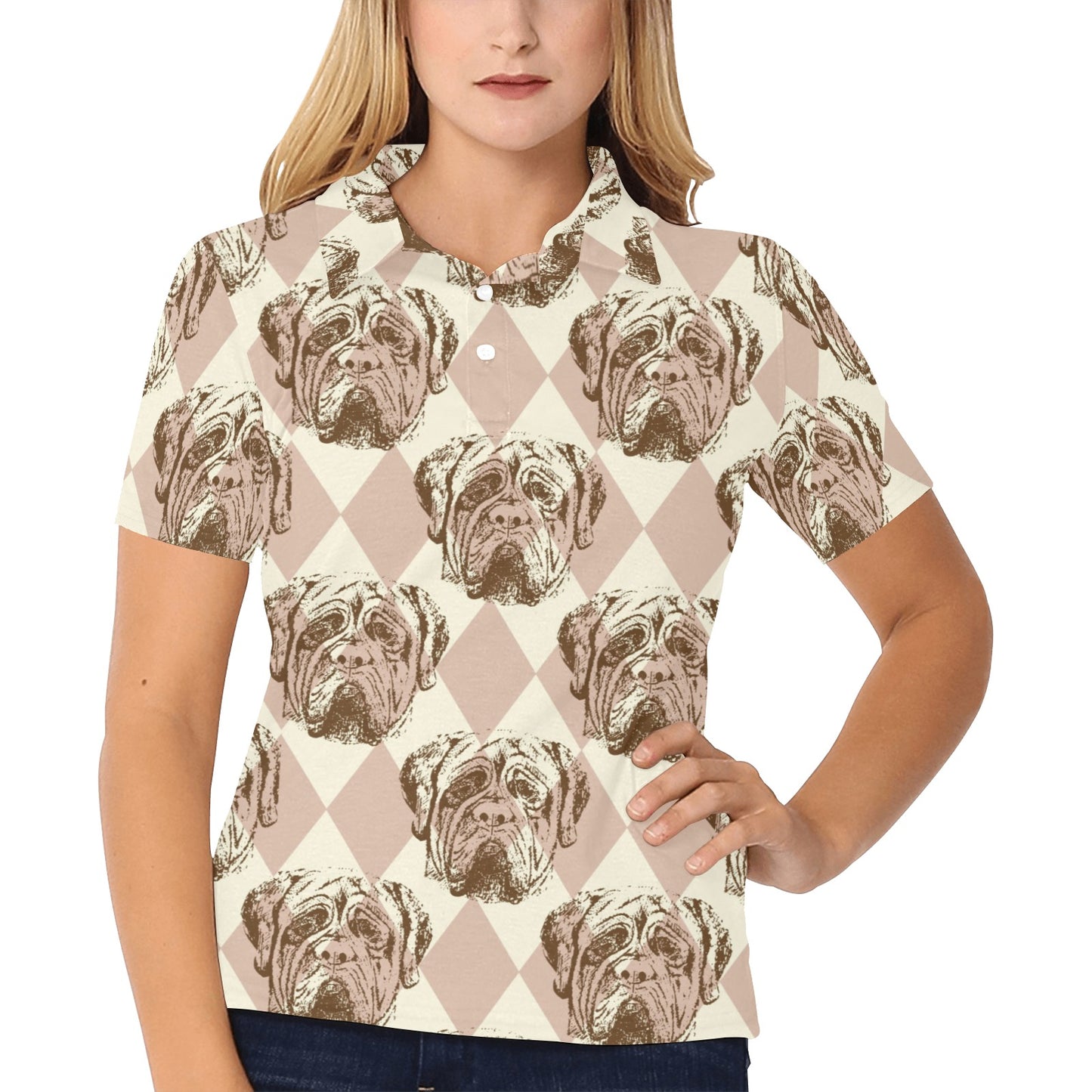 Mastiffs Pattern Print Design 01 Women's Polo Shirt